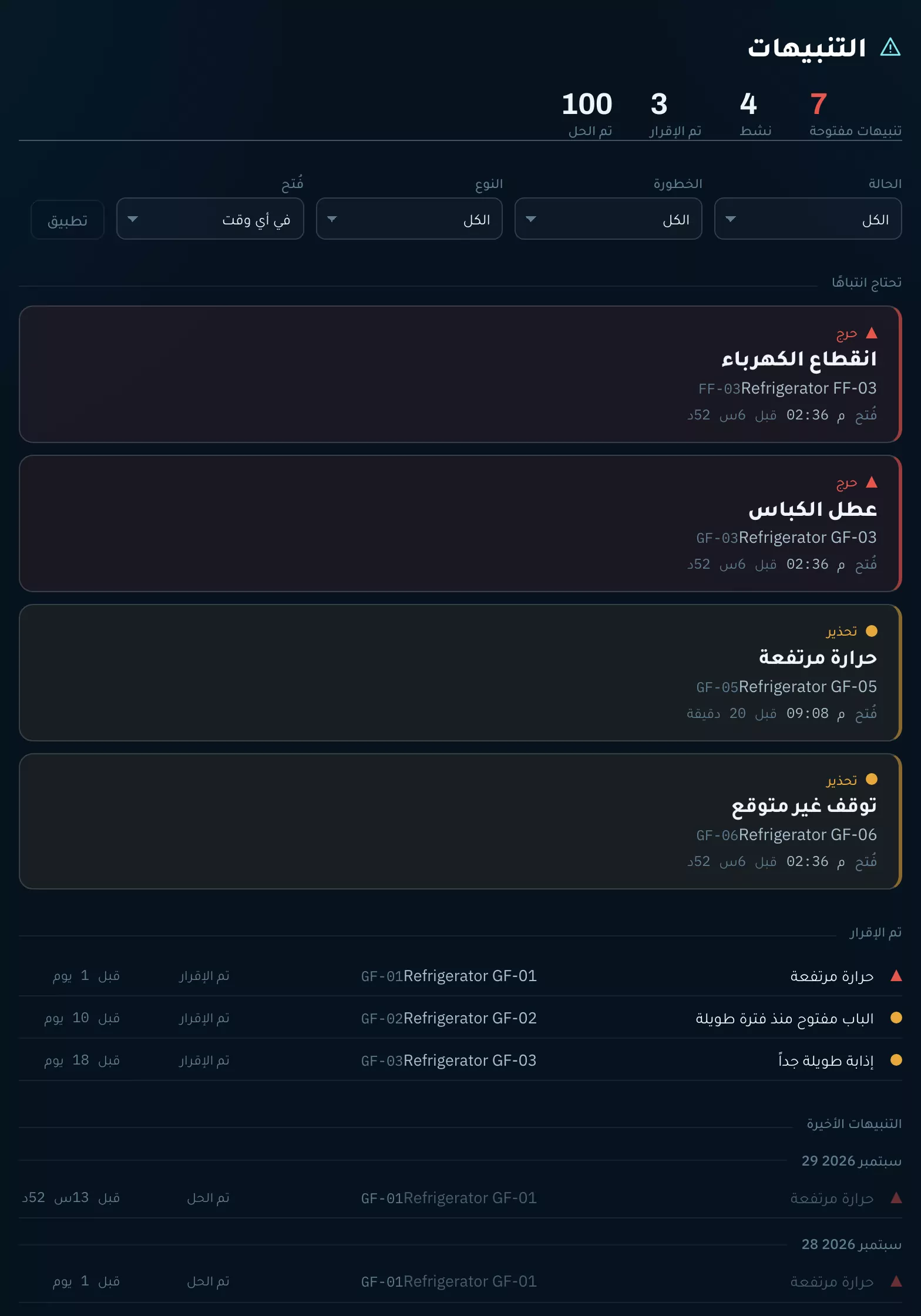 التنبيهات